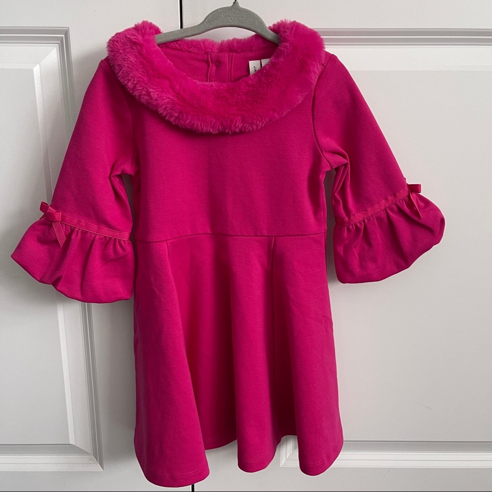 NWOT Janie and Jack Faux Fur Collar Dress Size 3